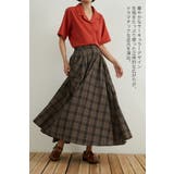 チェックフレアマキシスカート綿100%ロングスカートウエストゴム | On One's Own | 詳細画像2