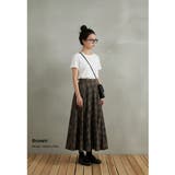 チェックフレアマキシスカート綿100%ロングスカートウエストゴム | On One's Own | 詳細画像12