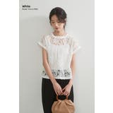 WHITE | 透け感テープ刺しゅうベストシアートップス半袖シアーブラウスレイヤード重ね着 | On One's Own