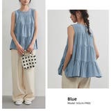 BLUE | ティアードノースリーブフレアトップ袖なしティアードブラウスタンクトップ | On One's Own