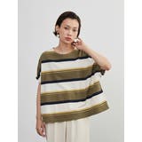 OLIVE | 綿100％ドルマンボーダーTシャツ半袖トップスプルオーバーカットソー | On One's Own