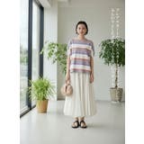 綿100％ドルマンボーダーTシャツ半袖トップスプルオーバーカットソー | On One's Own | 詳細画像8 