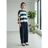 綿100％ドルマンボーダーTシャツ半袖トップスプルオーバーカットソー | On One's Own | 詳細画像14 