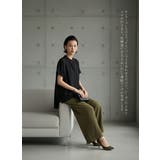 シンプルVネック半袖チュニックブラウス体型カバーとろみレーヨンきれいめトップス | On One's Own | 詳細画像5 