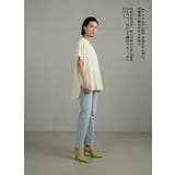 シンプルVネック半袖チュニックブラウス体型カバーとろみレーヨンきれいめトップス | On One's Own | 詳細画像9 