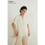 CREAM | シンプルVネック半袖チュニックブラウス体型カバーとろみレーヨンきれいめトップス | On One's Own