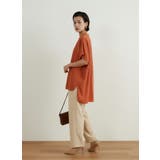 シンプルVネック半袖チュニックブラウス体型カバーとろみレーヨンきれいめトップス | On One's Own | 詳細画像13 