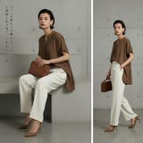 シンプルVネック半袖チュニックブラウス体型カバーとろみレーヨンきれいめトップス | On One's Own | 詳細画像12 