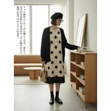 麻混ドット柄ノースリーブワンピース裾切替大きいドット水玉 | On One's Own | 詳細画像8