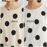 麻混ドット柄ノースリーブワンピース裾切替大きいドット水玉 | On One's Own | 詳細画像14