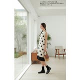 麻混ドット柄ノースリーブワンピース裾切替大きいドット水玉 | On One's Own | 詳細画像12