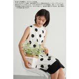 麻混ドット柄ノースリーブワンピース裾切替大きいドット水玉 | On One's Own | 詳細画像5