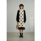 麻混ドット柄ノースリーブワンピース裾切替大きいドット水玉 | On One's Own | 詳細画像7