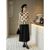 麻混ドット柄裾フリルノースリーブトップス水玉タンクトップ | On One's Own | 詳細画像10