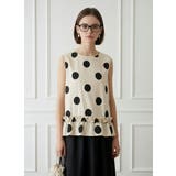 麻混ドット柄裾フリルノースリーブトップス水玉タンクトップ | On One's Own | 詳細画像8