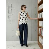 麻混ドット柄裾フリルノースリーブトップス水玉タンクトップ | On One's Own | 詳細画像5