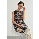 ブラック/BLACK | ノースリーブチュニックタックワンピース抽象的ナミナミ格子柄プリント | On One's Own