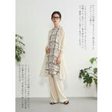 ノースリーブチュニックタックワンピース抽象的ナミナミ格子柄プリント | On One's Own | 詳細画像13