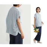 ドットプリント半袖ブラウスルーズフィット麻混涼しいシャリ感 | On One's Own | 詳細画像4