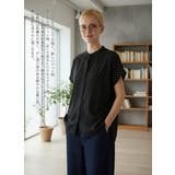 ドットプリント半袖ブラウスルーズフィット麻混涼しいシャリ感 | On One's Own | 詳細画像6