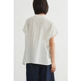 ドットプリント半袖ブラウスルーズフィット麻混涼しいシャリ感 | On One's Own | 詳細画像14