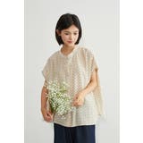 ドットプリント半袖ブラウスルーズフィット麻混涼しいシャリ感 | On One's Own | 詳細画像10