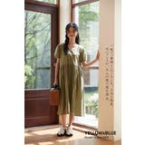 綿100%半袖ワンピースチェック柄ウエストギャザーバイカラーパフスリーブ | On One's Own | 詳細画像3