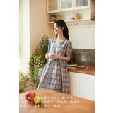 綿100％チェック柄半袖ワンピースウエストギャザーブルーパフスリーブミモレ丈 | On One's Own | 詳細画像8 