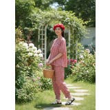 ギンガムチェックスモッキング刺繍半袖ギャザーブラウスセットアップ対応 | On One's Own | 詳細画像5