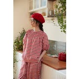 ギンガムチェックスモッキング刺繍半袖ギャザーブラウスセットアップ対応 | On One's Own | 詳細画像8