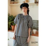 ブラウス:ブラック/BLACK | ギンガムチェックスモッキング刺繍半袖ギャザーブラウスセットアップ対応 | On One's Own