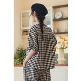 ギンガムチェックスモッキング刺繍半袖ギャザーブラウスセットアップ対応 | On One's Own | 詳細画像12