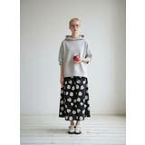 スカート ブラック/BLACK | 綿100%サッカー素材抽象花柄プリントセットアップ可トップススカート通気性 | On One's Own