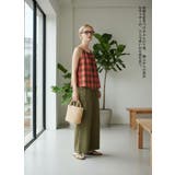 綿100%チェック柄キャミソールギャザーフレアレイヤードトップス紐調節可 | On One's Own | 詳細画像8