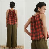 綿100%チェック柄キャミソールギャザーフレアレイヤードトップス紐調節可 | On One's Own | 詳細画像3