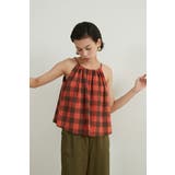 綿100%チェック柄キャミソールギャザーフレアレイヤードトップス紐調節可 | On One's Own | 詳細画像12