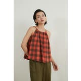 綿100%チェック柄キャミソールギャザーフレアレイヤードトップス紐調節可 | On One's Own | 詳細画像11