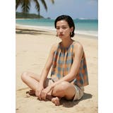 綿100%チェック柄キャミソールギャザーフレアレイヤードトップス紐調節可 | On One's Own | 詳細画像5