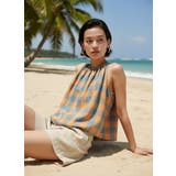 綿100%チェック柄キャミソールギャザーフレアレイヤードトップス紐調節可 | On One's Own | 詳細画像4