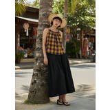 綿100%チェック柄キャミソールギャザーフレアレイヤードトップス紐調節可 | On One's Own | 詳細画像13