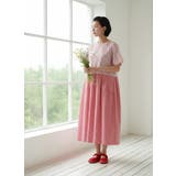 チェック柄切替コクーン半袖ロングワンピース | On One's Own | 詳細画像7