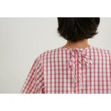 チェック柄切替コクーン半袖ロングワンピース | On One's Own | 詳細画像13