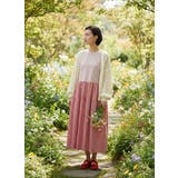 チェック柄切替コクーン半袖ロングワンピース | On One's Own | 詳細画像14