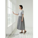 チェック柄切替コクーン半袖ロングワンピース | On One's Own | 詳細画像4