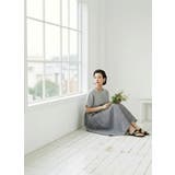 チェック柄切替コクーン半袖ロングワンピース | On One's Own | 詳細画像5