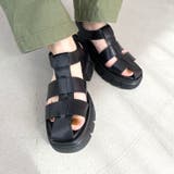 ブラック | 《オリエンタルトラフィック》厚底ワイドストラップグルカサンダル/31226 | ORiental TRaffic