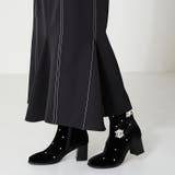 ≪オリエンタルトラフィック≫ビジュー×ラウンドトゥベロアブーツ/41418 | ORiental TRaffic | 詳細画像4 