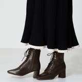 ブラウン | ≪オリエンタルトラフィック≫スクエアトゥレースアップヒールブーツ/41428 | ORiental TRaffic