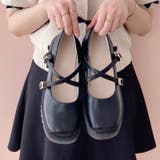 ブラック | 厚底クロスストラップパンプス/51121 | ORiental TRaffic