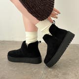 ブラック | サイドスリット厚底ムートンショートブーツ/51425 | ORiental TRaffic